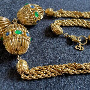 Christian Dior Gold Necklace with inlaid stones